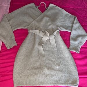 Elegant Tan Women's Sweater Dress